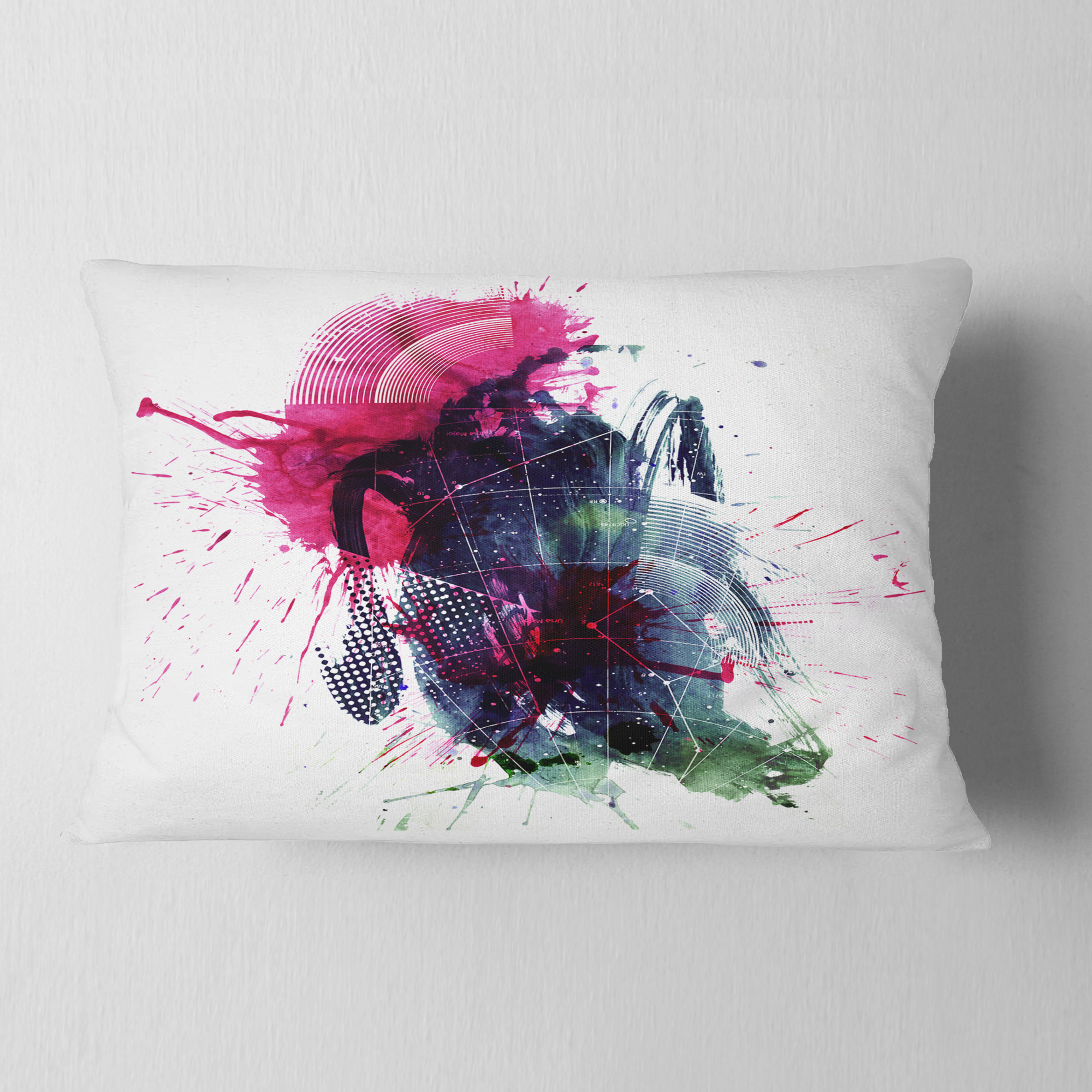 Designart Multicolor Abstract Stain - Abstract Throw Pillow - 12x20