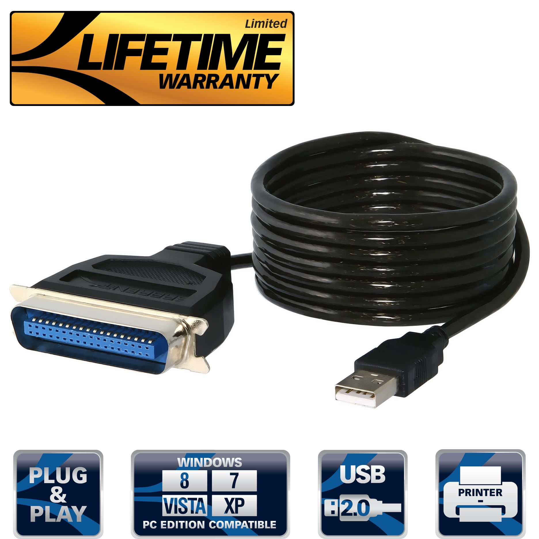 Sabrent USB to Parallel IEEE 1284 Printer Cable Adapter (CB-CN36) - Walmart.com