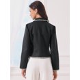 thumbnail image 3 of DARING DIVA Women's Vintage Notched Lapel Long Sleeve Cropped Blazer S Black, 3 of 6