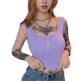 thumbnail image 1 of Fashion Women´s Crop Tank Tops Basic Button Summer Tees Strappy Sleeveless Tops, 1 of 4