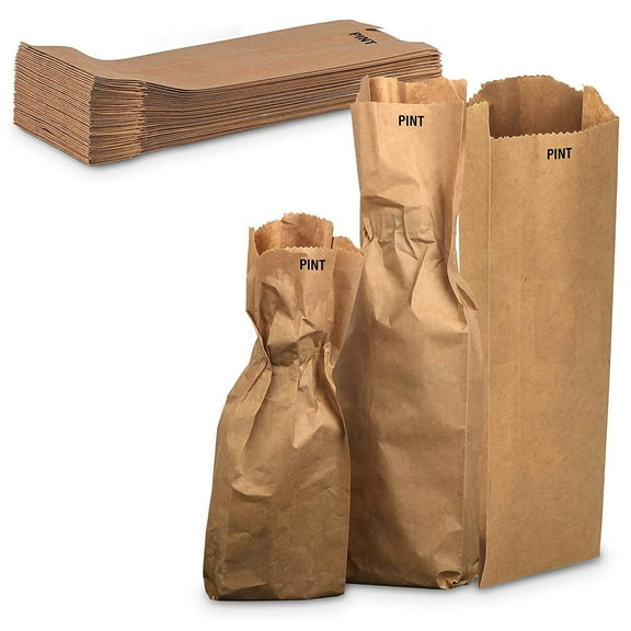 MT Products Pint Brown Paper Bags, 3.75" x 2.25" x 11.5" Wine Gift Bags - Pack of 1000