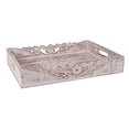 thumbnail image 5 of Coffee Table Tray Distressed White, Orchid Wood Serving Tray with Handles, 16 x 12 x 2.5, 5 of 7