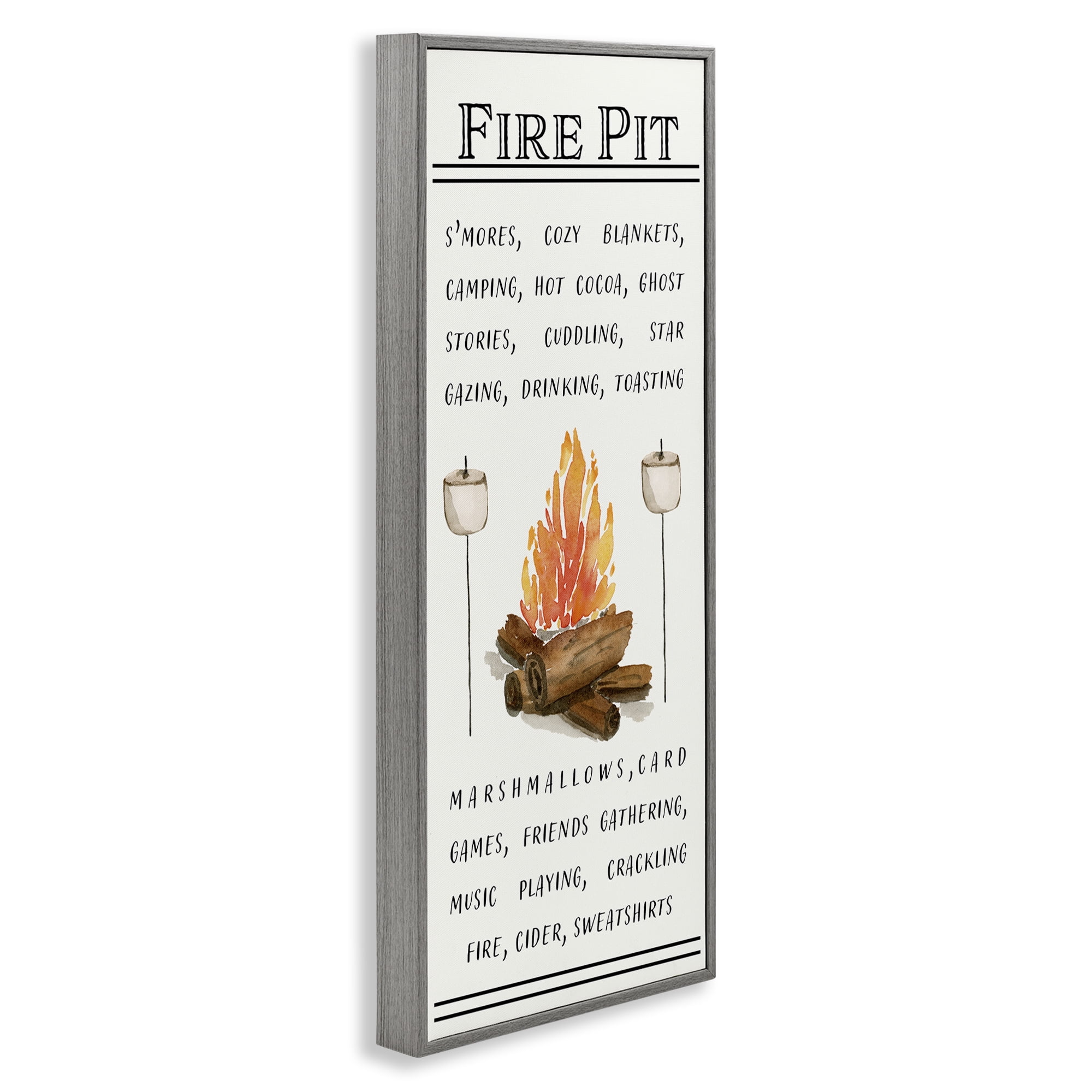 Stupell Industries Fire Pit & Marshmallows Food & Beverage Painting Gray Framed Art Print Wall Art, 13 x 30