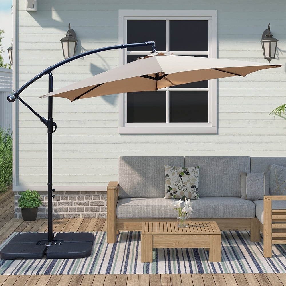 Abble 10ft Outdoor Hanging Offset Cantilever Umbrella with Crank - Tan