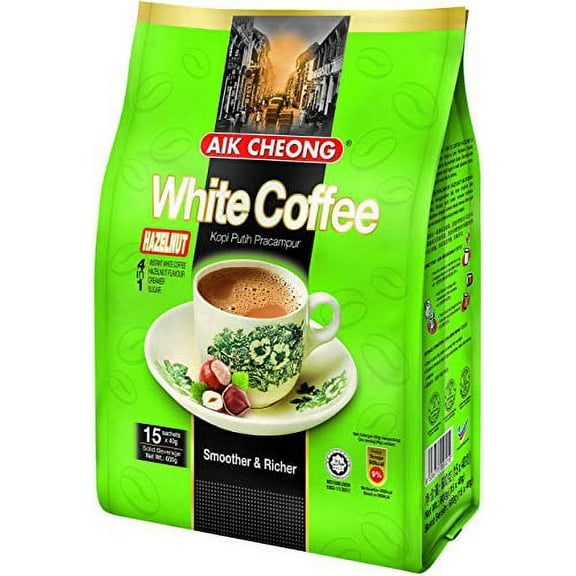 NineChef Bundle Aik Cheong Malaysia 3 IN 1 WHITE COFFEE HAZELNUT 15 SACHETS40G  1 NineChef Spoon