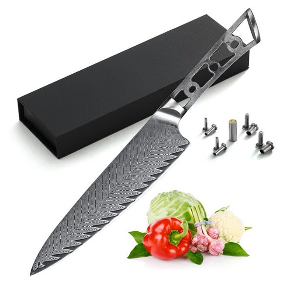 Couteau de Chef Japonais Premium AUS 10 67 Couches Acier Damas Kiritsuke Lame Grand 50mm Sans Logo Kit de Projet de Menuiserie-Thunder-X Series
