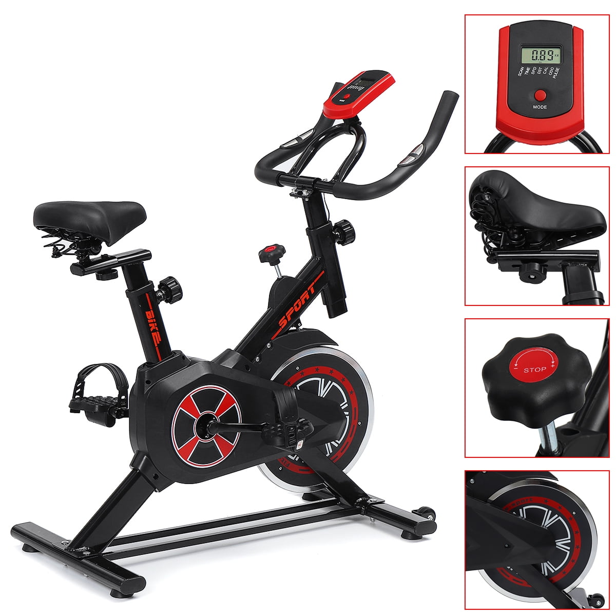 Indoor Exercise Bike Adjustable Stationary Fitness Cycling Bike with