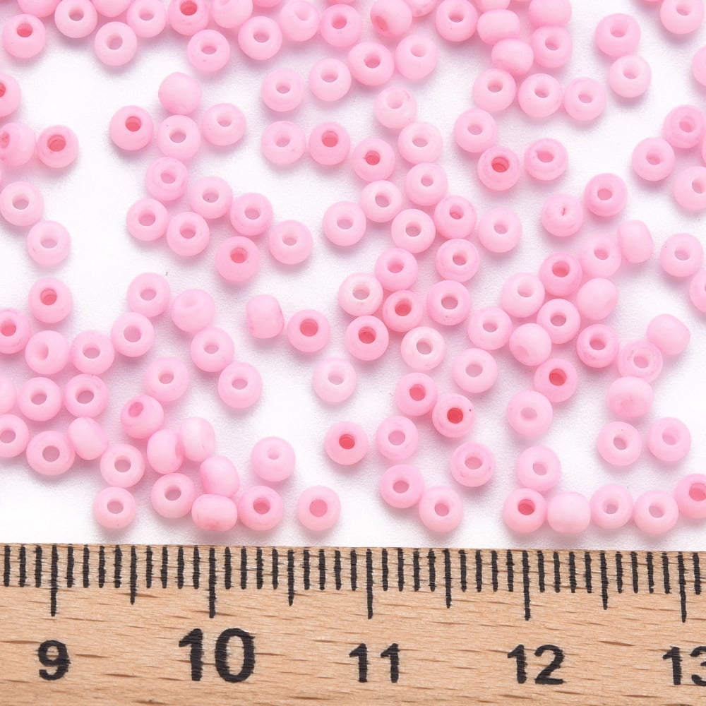 8/0 Opaque Glass Seed Beads Round Hole Frosted Colours Round Pink 3~4x2~3mm Hole: 0.8mm about 15000pcs/Pound