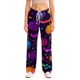 thumbnail image 5 of Zydvens Women Halloween Pajama Pants Wide Leg Lounge Wear with Pockets Soft Elastic Waist Drawstring Sleepwear Bottoms Splatter Pumpkin Print Costume Cosplay Party S-3XL, 5 of 7