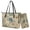 Beige-Dragonfly Mandala Flowers, variant on Kuiaobaty French Bulldog Print Tote Bag for Women, Paw Print Leather Satchel Handbag 2pcs with Zipper Closure, Large Capacity Handbag and Wallet Purse for Travel, Brown