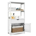 thumbnail image 5 of GLACER Large Bathroom Floor Cabinet, Freestanding Multipurpose Storage Cabinet with Drawer, 2 Open Shelves and Door Cupboard for Bathroom, Kitchen or Living Room, 24 x 13 x 48 inches (White), 5 of 7