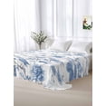 thumbnail image 5 of Blue White Spring Floral California King Size Flat Sheet, Wrinkleproof & Fadeproof Cooling Flat Bed Sheet Only, Summer Botanical Birds Breathable Soft Bedding Top Sheets 108 x 98 Inches, 5 of 8