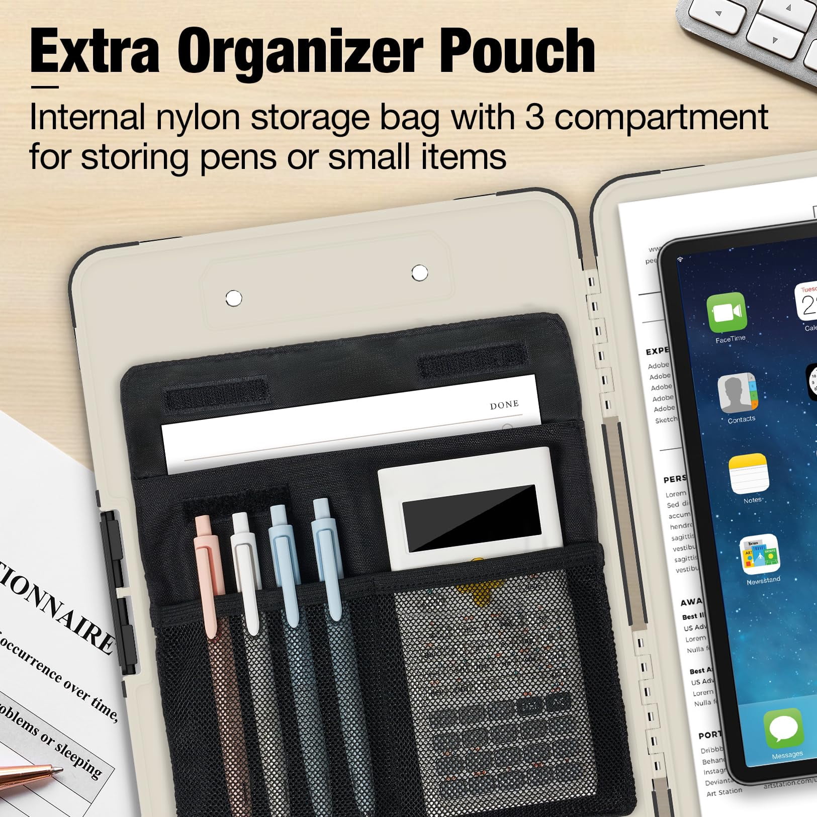 Toughest Clipboard With Storage  Internal Pen Pouch Included Letter/ A4 Size Shockproof Heavy Duty Plastic Clip Boards 8.5x11" High Capacity Clipboards Box Case For Contractor Trucker Driver