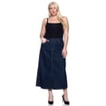 thumbnail image 2 of Fashion2Love Women's Plus Size Mid Rise A-Line Long Jeans Maxi Denim Skirt, 2 of 6