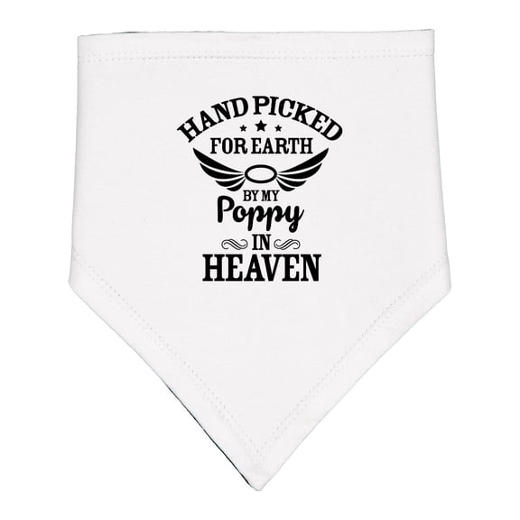 Inktastic Handpicked for Earth by My Poppy in Heaven with Angel Wings Baby Bandana Bib