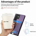 thumbnail image 4 of Allytech for Samsung Galaxy S21 Ultra 2 in 1 Detachable Wallet Case, Retro PU Leather Ring Kickstand Card Slots Case for Women Men, Strong Magnetic Shockproof Anti-Scratch Slim Case - Purple, 4 of 11