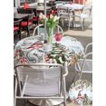 thumbnail image 4 of Outdoor Tablecloth with Umbrella Hole and Zipper, Blue Wooden Christmas Gnomes Round Table Cloth 60 Inch Waterproof Tablecloth, Xmas Tree Poinsettia Winter Picnic Table Cover for Patio Camping, 4 of 7