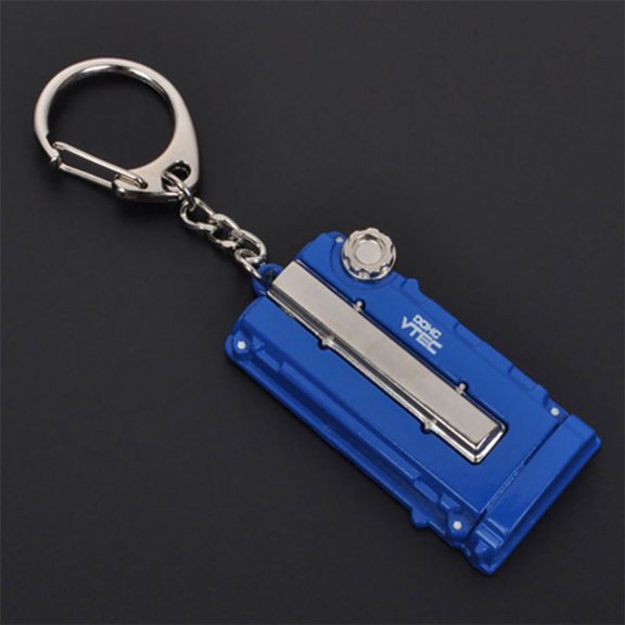 Honda Engine Valve Cover Car Keychain Blue