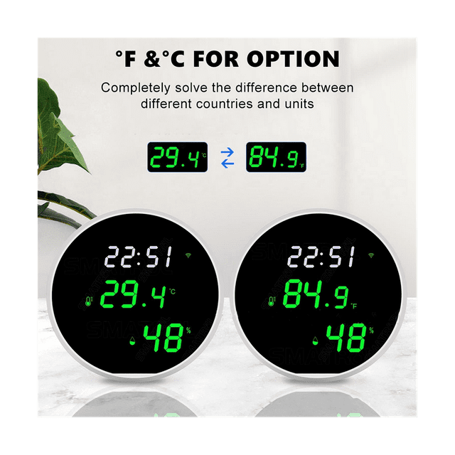 Thermomètre de Chambre WiFi Hygromètre Intérieur : Moniteur de Température et d'Humidité Intelligent avec Affichage Rétroéclairé LED