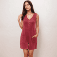 thumbnail image 4 of Women's Textured Knit Sleeveless Romper with Button Front Detail and Side Pockets - Large, Burgundy, 4 of 6