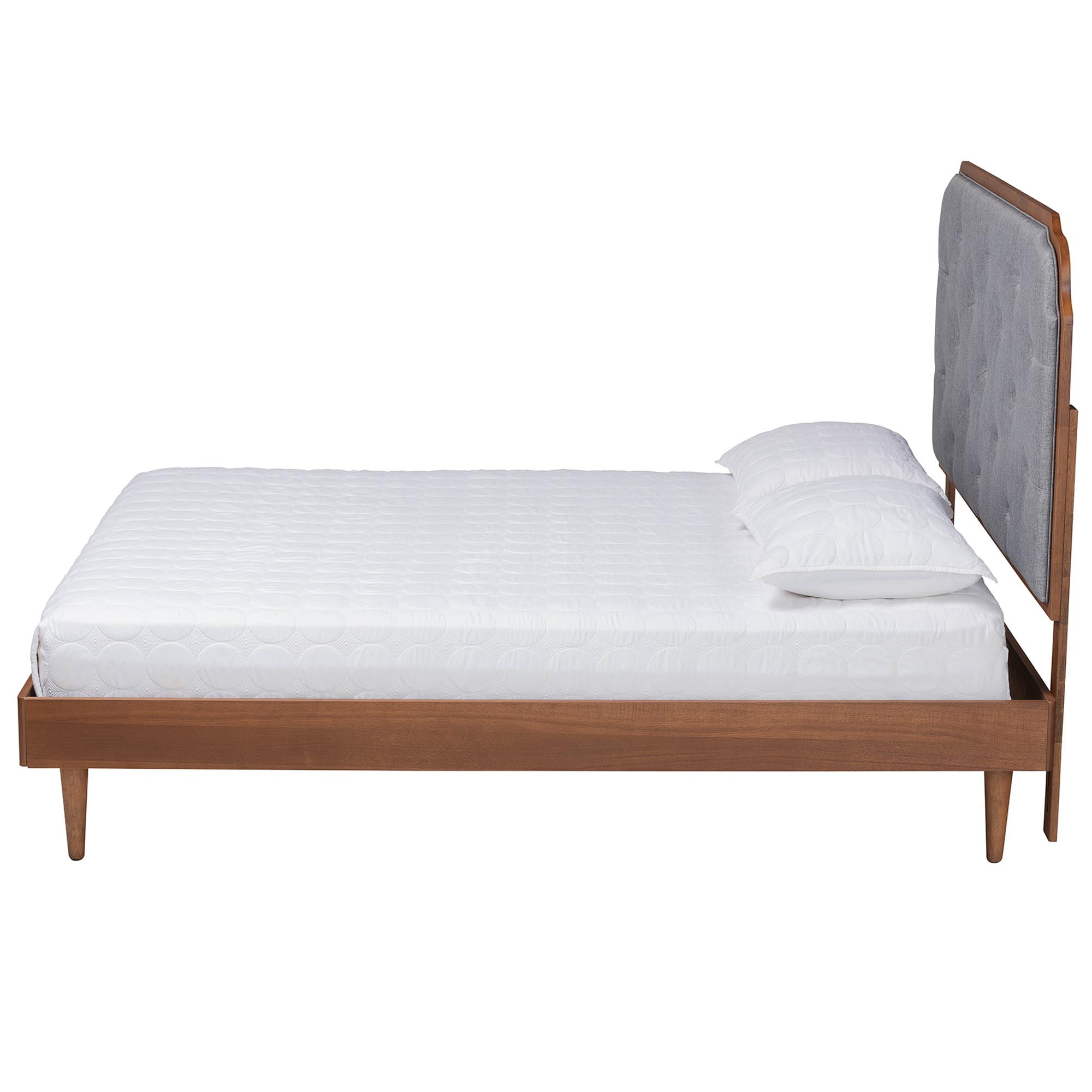 Baxton Studio Garron Mid-Century Platform bed, King, Walnut Brown
