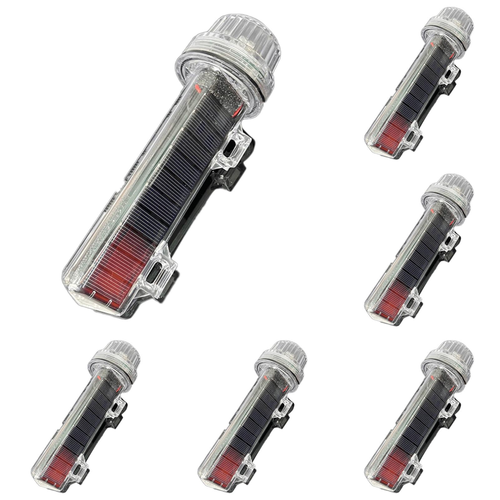 6PCS Boat Navigation Light Solar Powered - LED Marine Signal Lamp with Red/White/Green Flashing - Waterproof Emergency Strobe for Kayaks, Fishing & Boating Safety - Flare Alternative