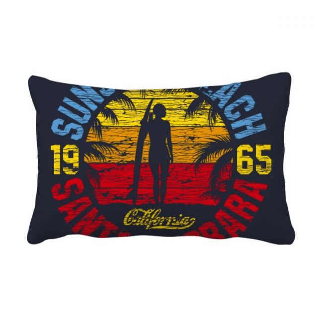 Coconut Tree Beach Illustration Pattern Throw Pillow Lumbar Insert Cushion Cover Home Decoration