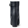 thumbnail image 2 of BLISSFUL STEP Women's Ankle Boots Pointed Toe Buckle Decor Zipper Block Heel Navy Blue 6, 2 of 8