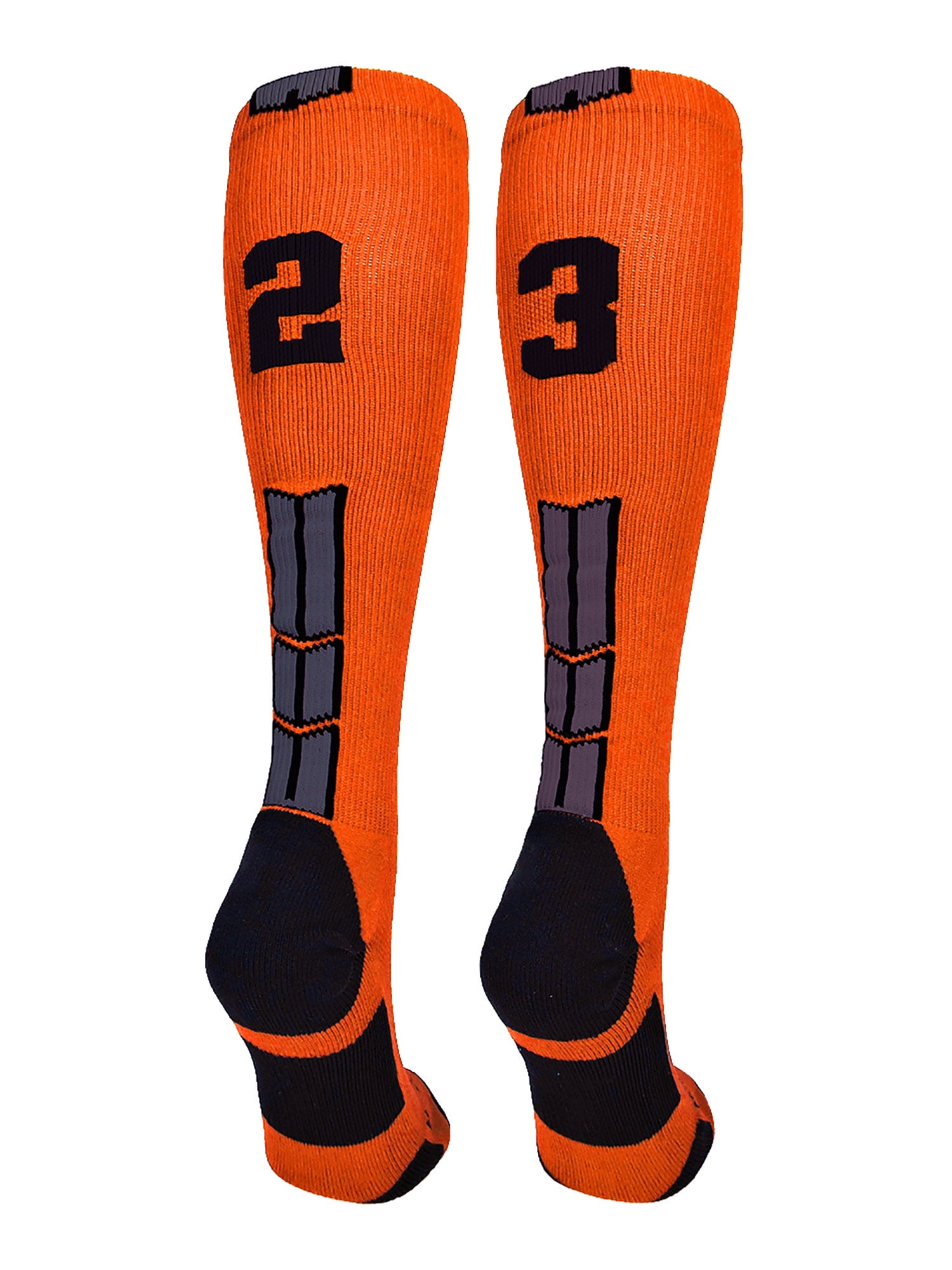 Orange/Black Player Id Over the Calf Number Socks (#23, Medium) - #23