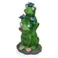 thumbnail image 5 of Alpine Corporation Solar Stacked Frog Statue with LED Lighted Eyes - Large, 5 of 5