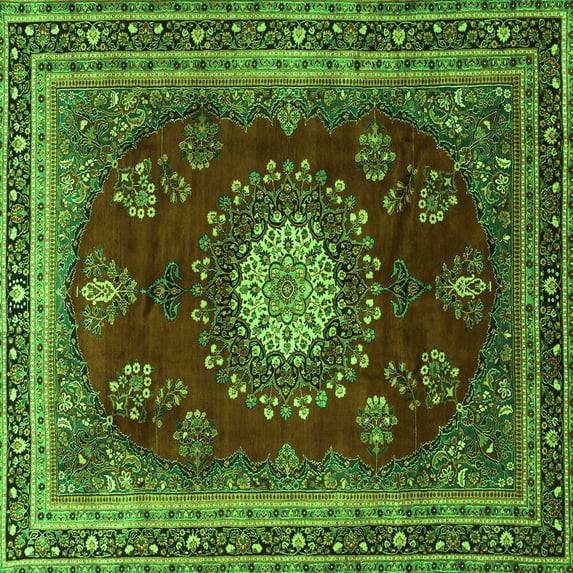 Ahgly Company Indoor Square Persian Green Traditional Area Rugs, 4' Square