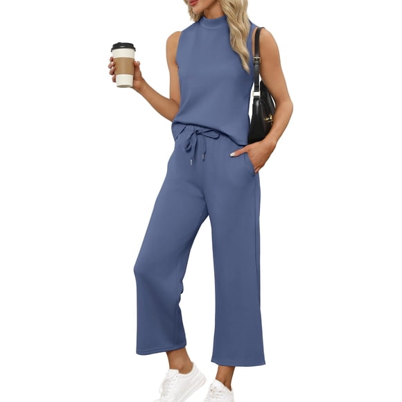 Conjunto de dos piezas SAMPEEL para mujer, pantalones anchos casuales S