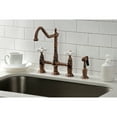 thumbnail image 3 of Kingston Brass KS127PXBSAC Heritage Bridge Kitchen Faucet with Brass Side Sprayer, Antique Copper, 3 of 7