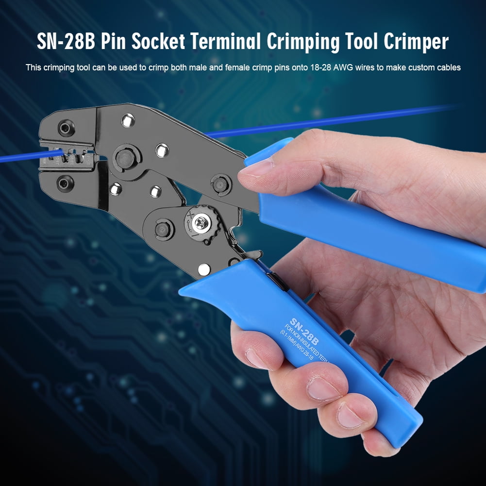 SN-28B Crimp Plier Non-Insulated Terminal Pin Connector Crimper Tool 18-28AWG BU 