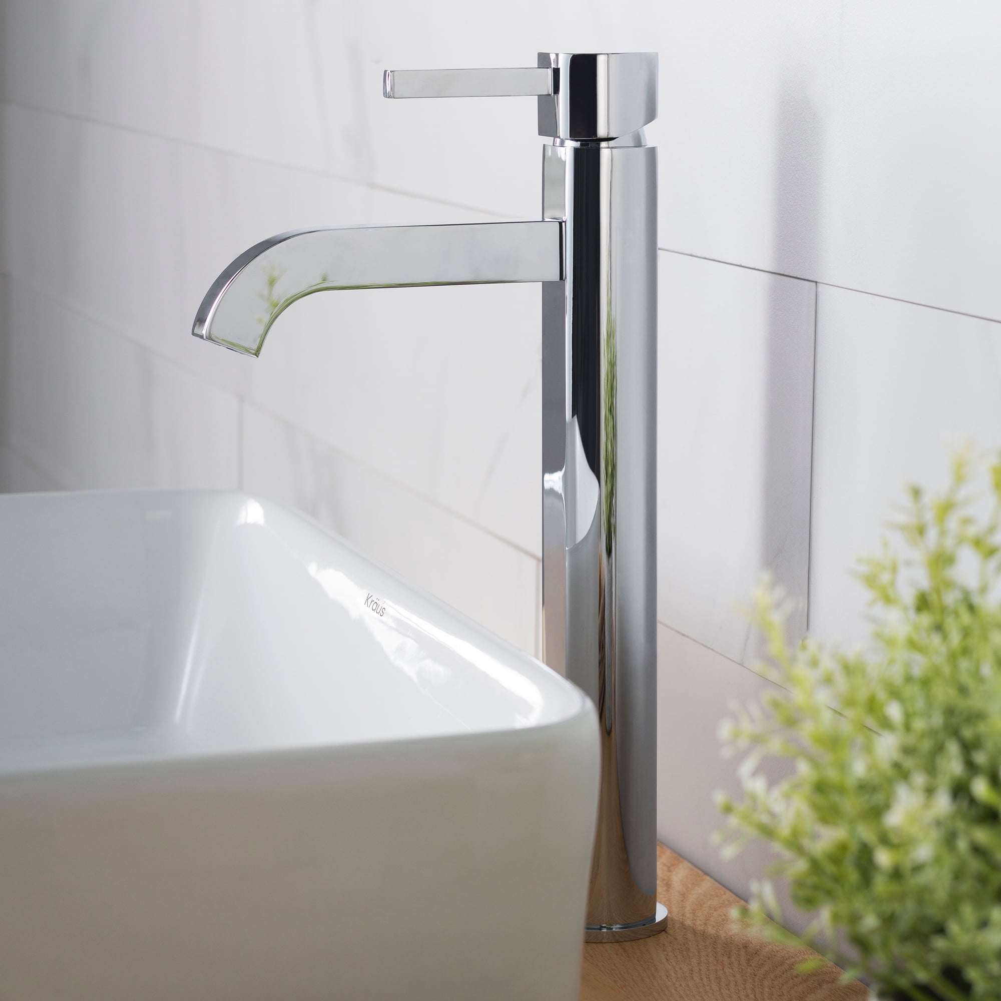 KRAUS Ramus Tall Vessel Bathroom Faucet, Chrome Finish
