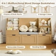 thumbnail image 3 of Homfa Kids Bookshelf with Reading Nook & 3 Movable Drawers, 2 Cube Bookcase with 4-Tier Book Racks, Toy Storage Organizer for Playroom Bedroom, Natural Color, 3 of 8