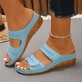 thumbnail image 6 of Samdudou Sandals for Women Casual Summer Slip On Flat Shoes Open Toe Double Strap Hollow Out Pattern Lightweight Footwear for Office, 6 of 9
