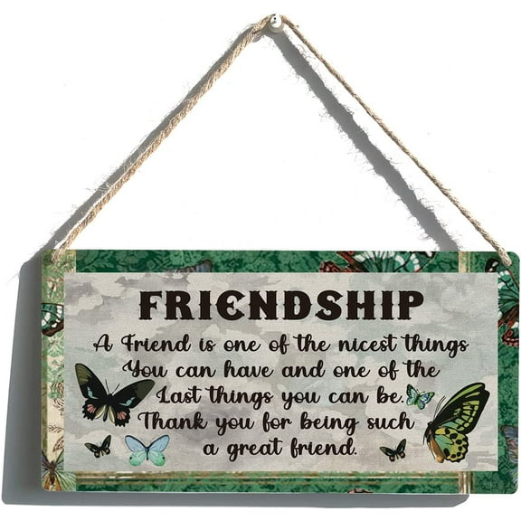 Best Friendship Sign Gift Friendship is the Nicest Thing Wooden Hanging Sign Plaque Retro Wall Art Decor for Home Decoration 10x5 Inch