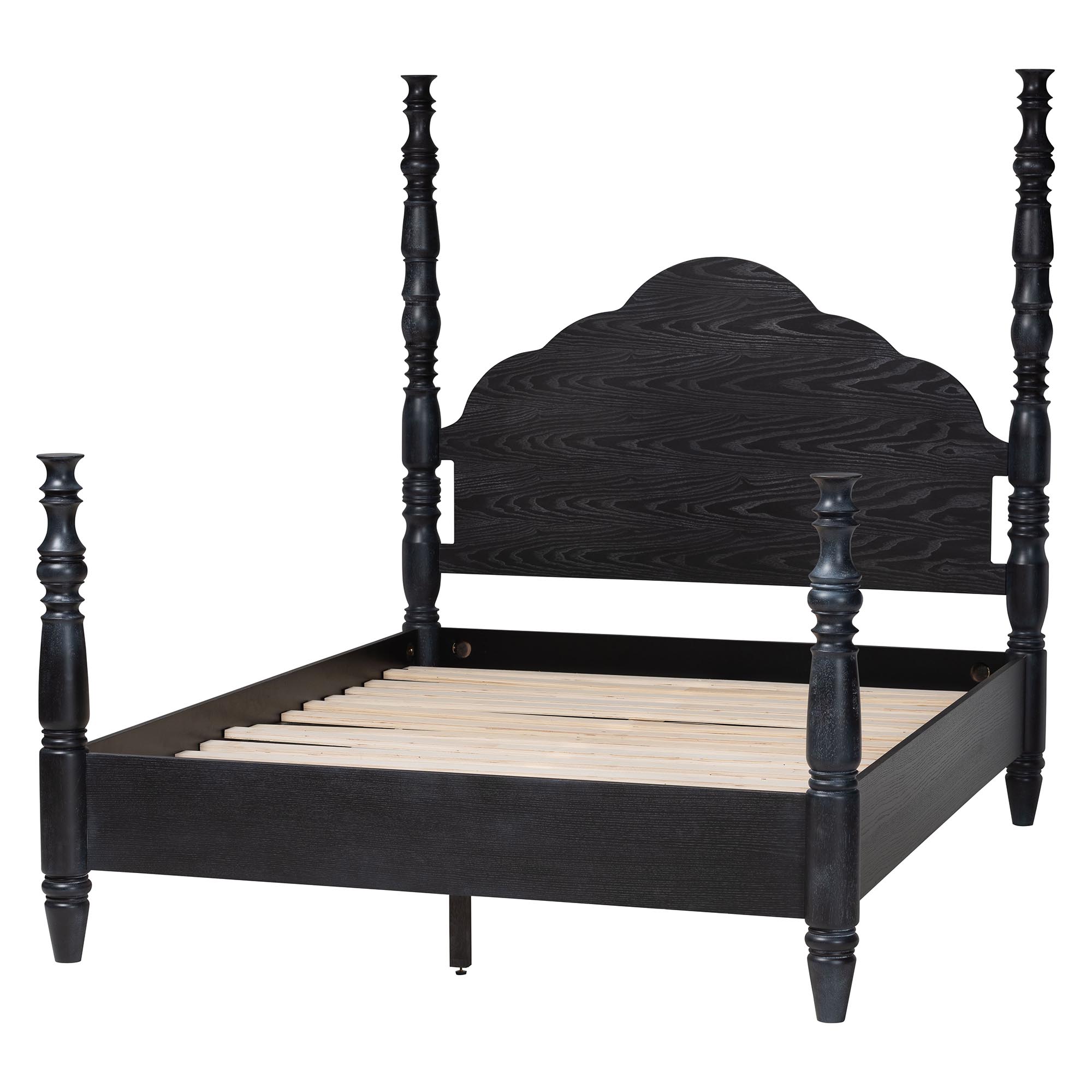 Baxton Studio Martino Four-Poster Platform Bed Black King