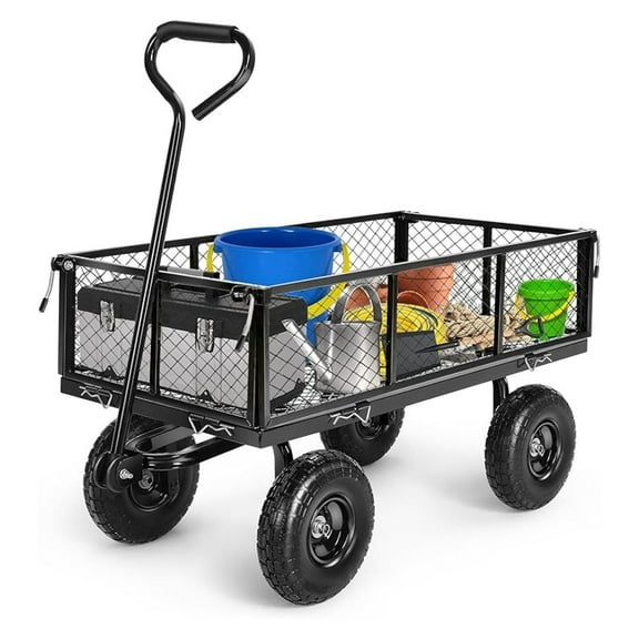 660LB Garden Cart on Wheels, Heavy Duty Yard Wagon, Folding Utility Cart with Rotating Handle for Garden, Camping, Beach, Farm