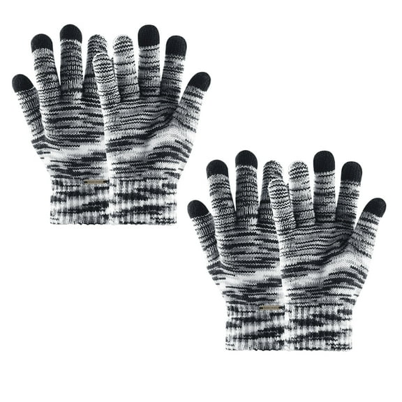 LOLIPPYY Winter Wool Knitting Full Finger Gloves for Women and Men, Warm Black and White Cold Weather Accessories