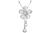 thumbnail image 1 of Collar con colgante de cristal blanco, collar largo de suéter, joyería de moda para mujeres y niñas (collar de flores de 5 pétalos) JM JM, 1 of 4