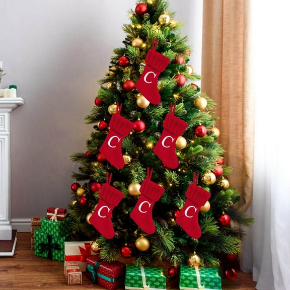 Christmas Stockings Decorations Knitted Hosiery Wool Hosiery Embroidered Letter Children's Candy Gift Bag Christmas Stocking Gift Bag Holiday Decor