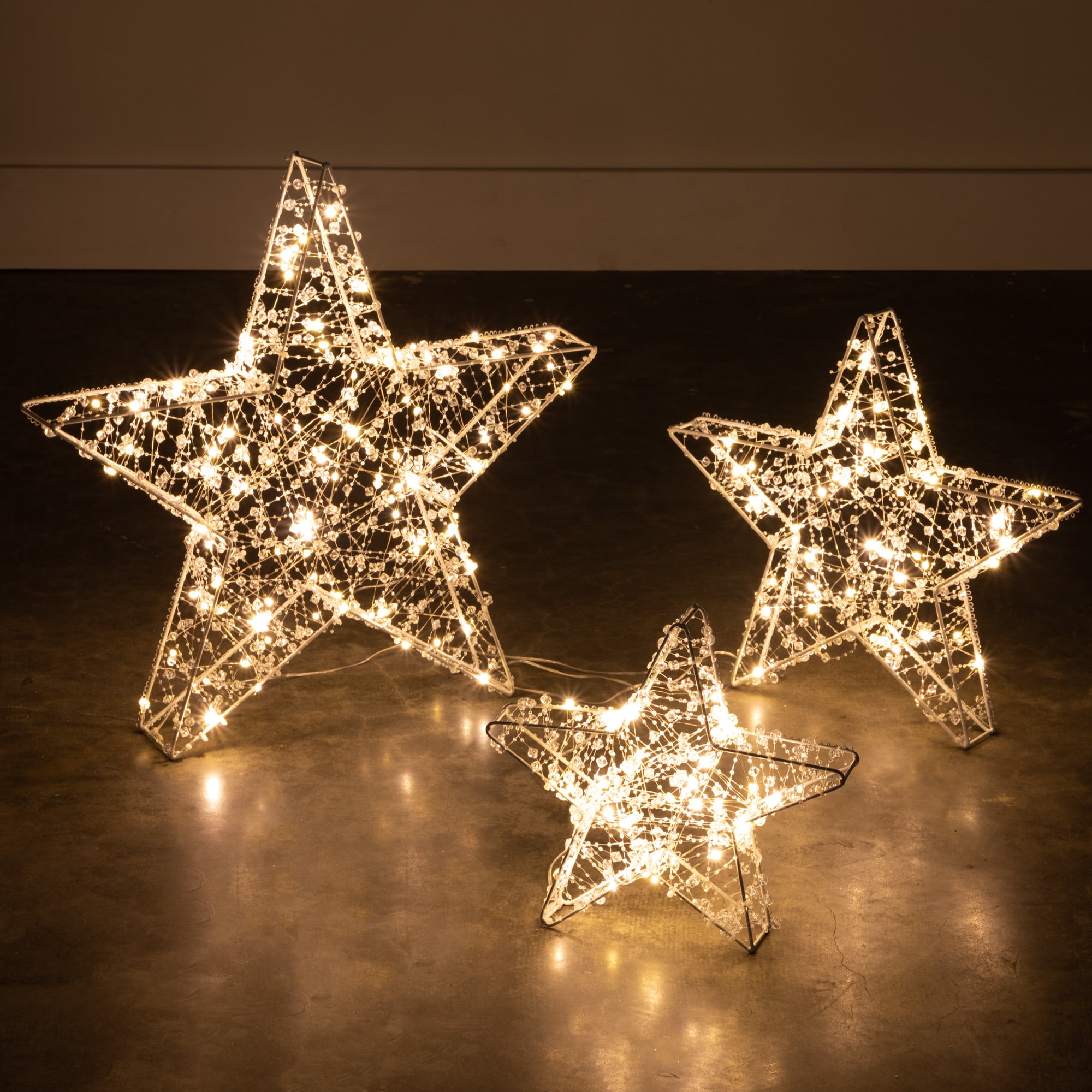 SULLIVANS 19.75 in. and 16 in. Lighted Outdoor Gold Stars