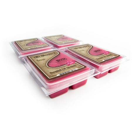 Rose Petals Wax Melts Bulk Pack - 4 Highly Scented Bars - Made With Natural Oils - Air Freshener Cubes Collection