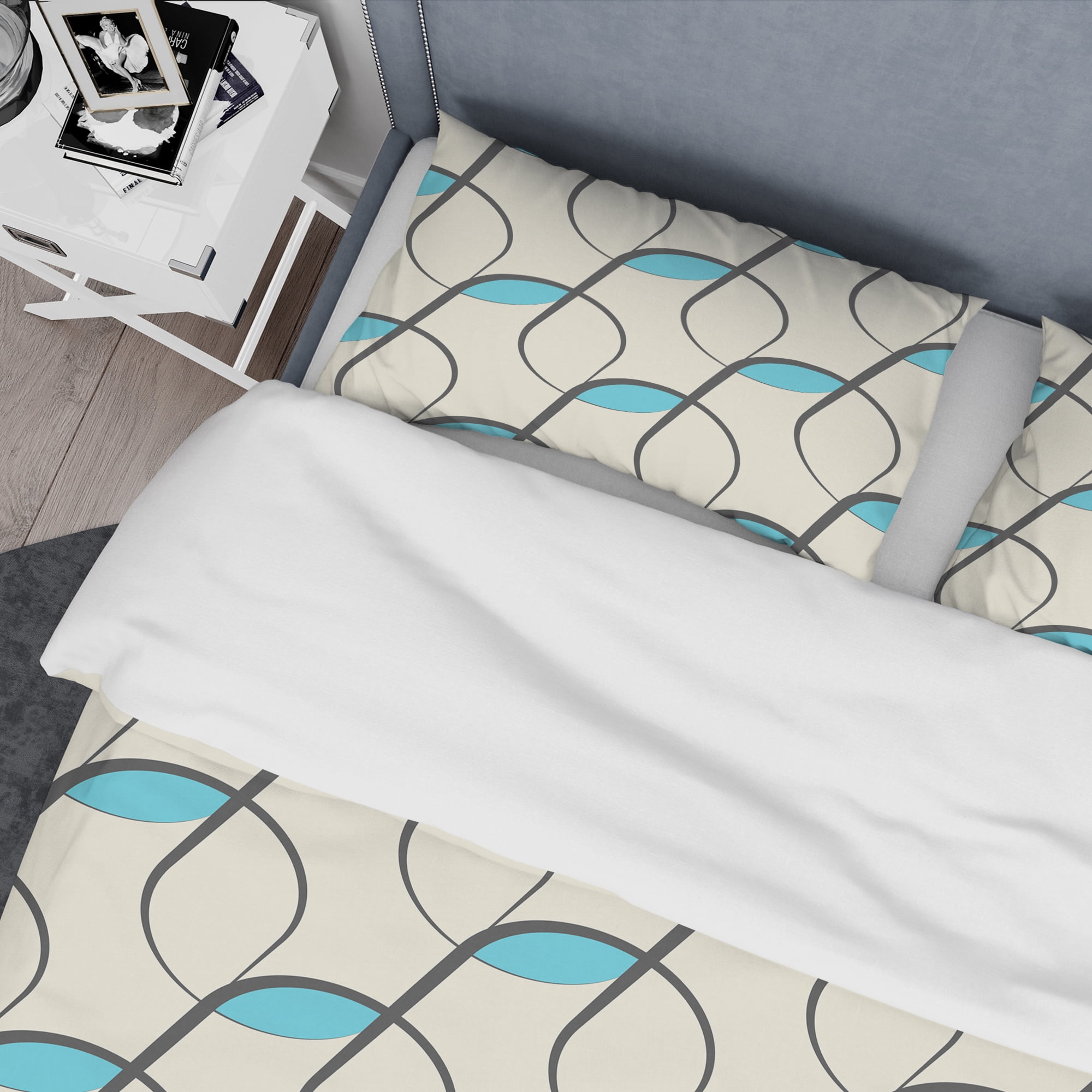 Designart 'Retro Geometrical Abstract Minimal Pattern I' Mid-Century Modern Duvet Cover Set