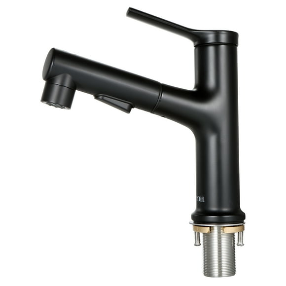 Decdeal Pull Out Kitchen Faucets With 2 Spray Modes Single-Handle 360°Swivel Rotatable Pull Down Bathroom Sink Sprayer Faucets Ceramic Valve Hot and Cold Water Mixer Water Tap