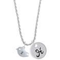 thumbnail image 1 of Delight Jewelry Silvertone Little Bird Initial - Z - Silvertone Script Initial Disc - H - Charm Necklace, 20"+3", 1 of 4