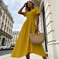 thumbnail image 6 of Dresses for Women Wrap V Neck Sundress Short Sleeve Vacation Beach Dress Summer Casual A-Line Swing Dresses, 6 of 9