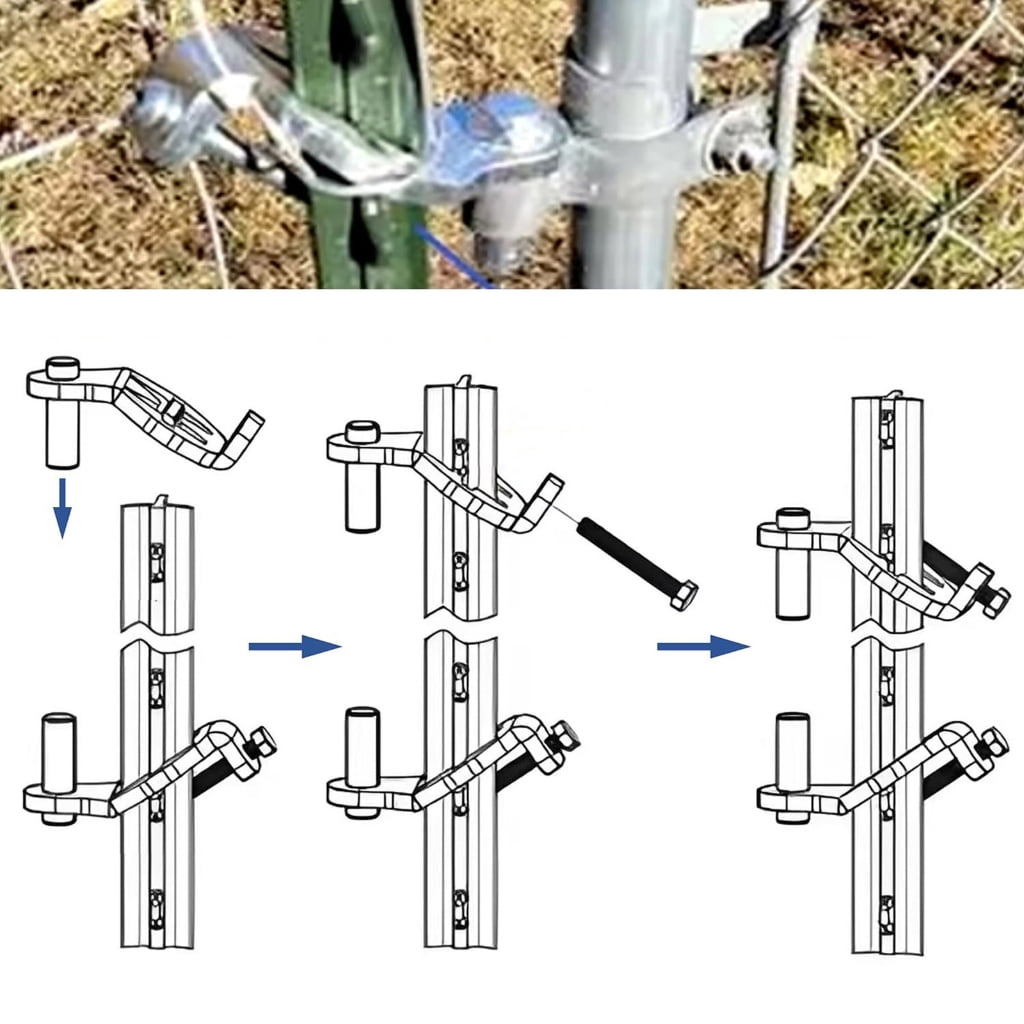 2lots Stainless Steel T Post Gate Hinges Set Heavy Type Fence Door Hardware for Garden Gate